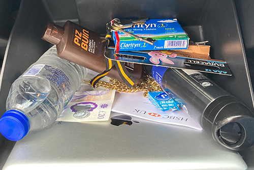 Items in a glovebox
