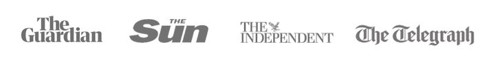 The Guardian, The Sun, The Independent, The Telegraph logos 
