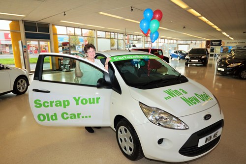 Competition winner Margaret and their new Ford KA