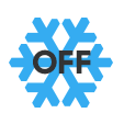 Icon of snowflake and word OFF