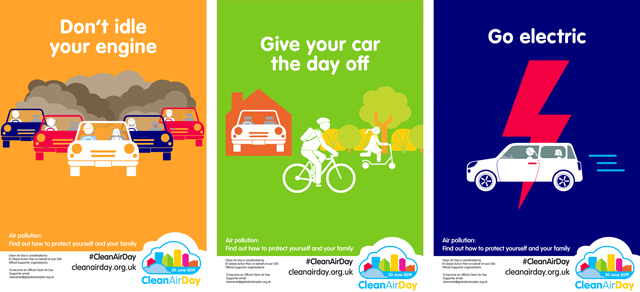 Clean Air Day posters about air pollution