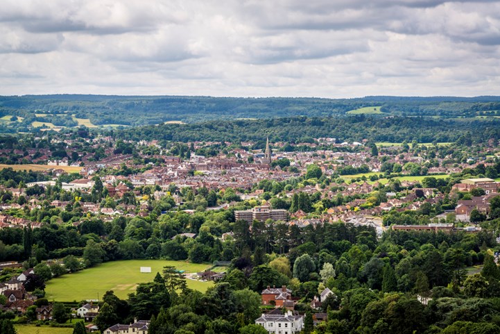 View of Dorking, the market town in Surrey
