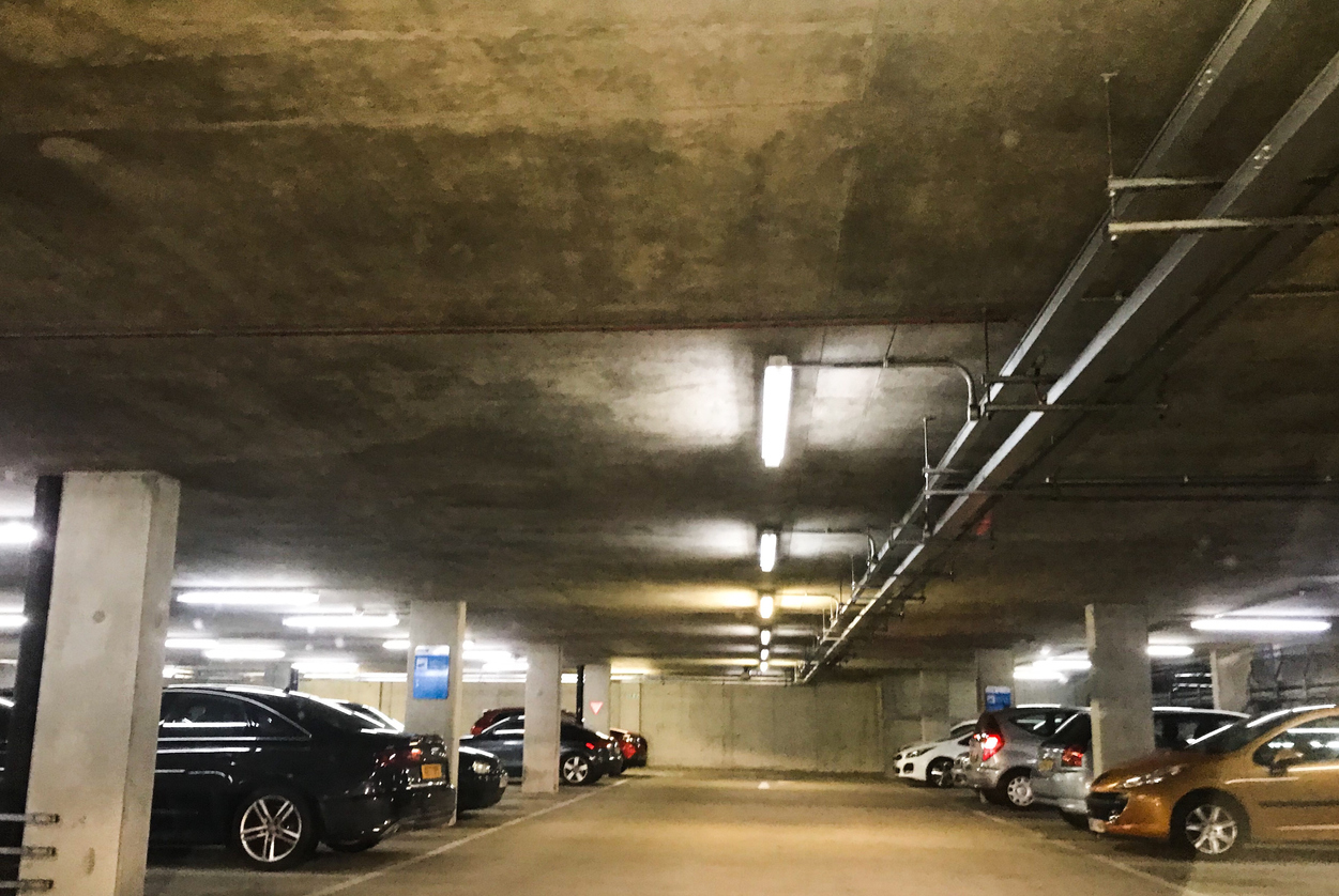 Driving through under ground carpark