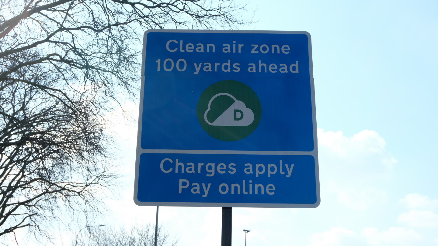 Clean Air Zone sign stating that charges apply